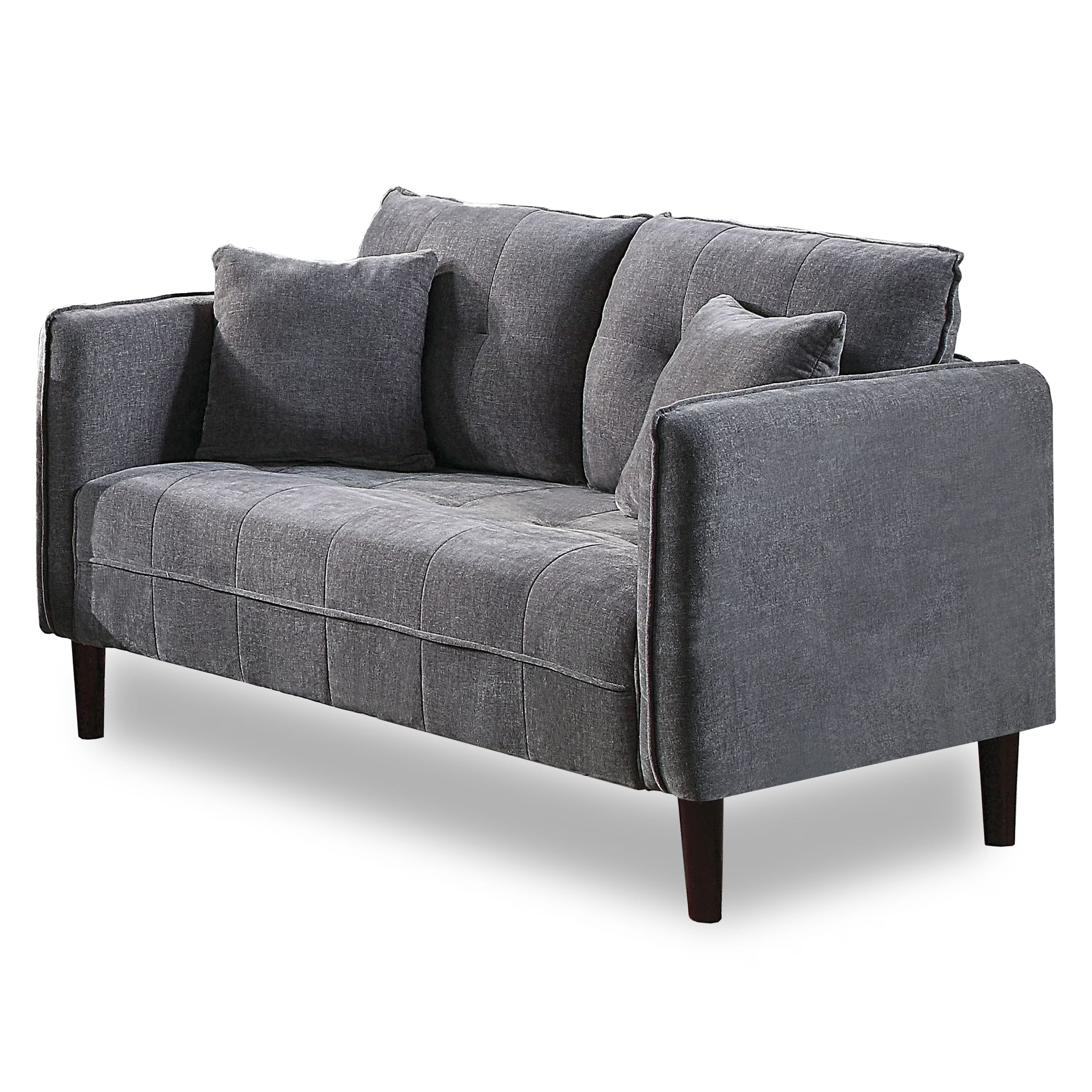 Dark Gray Chenille Tufted Loveseat A566