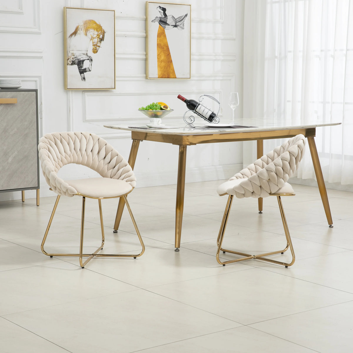 Velvet Accent Chairs Set of 2 with Gold Legs T29865