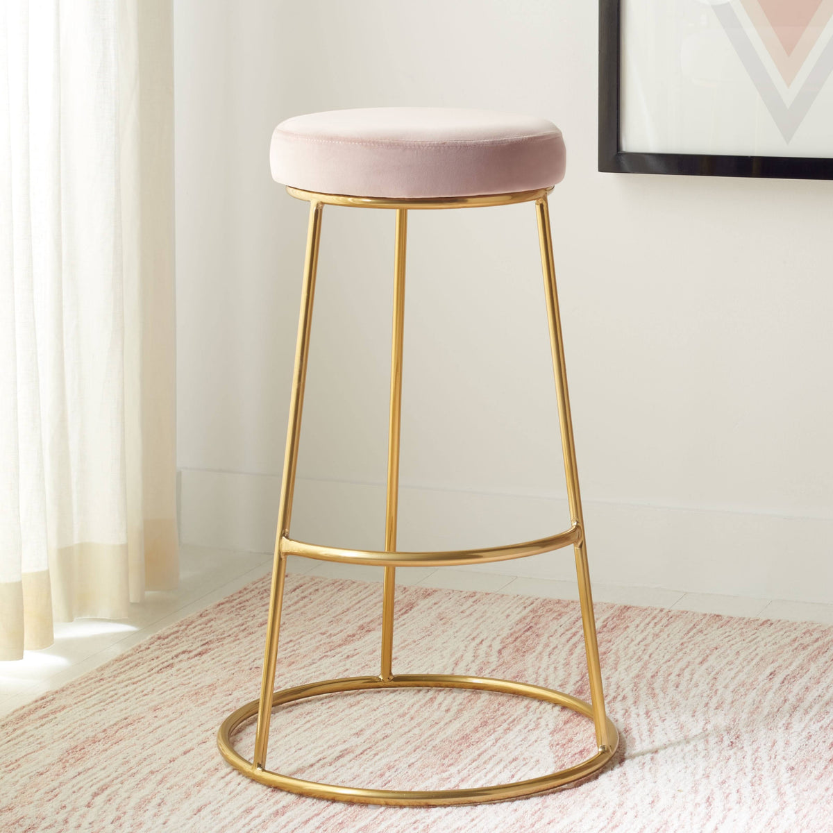 Lilac / Gold Round Bar Stool T393