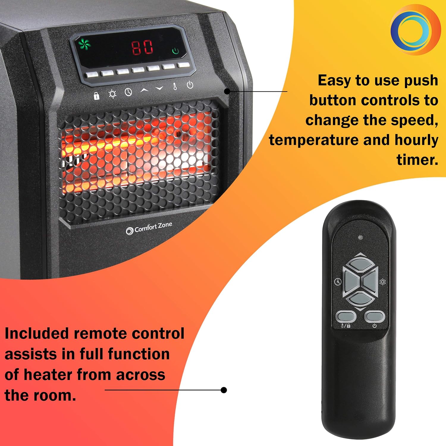 Black Quartz Infrared Space Heater with Remote Control W644