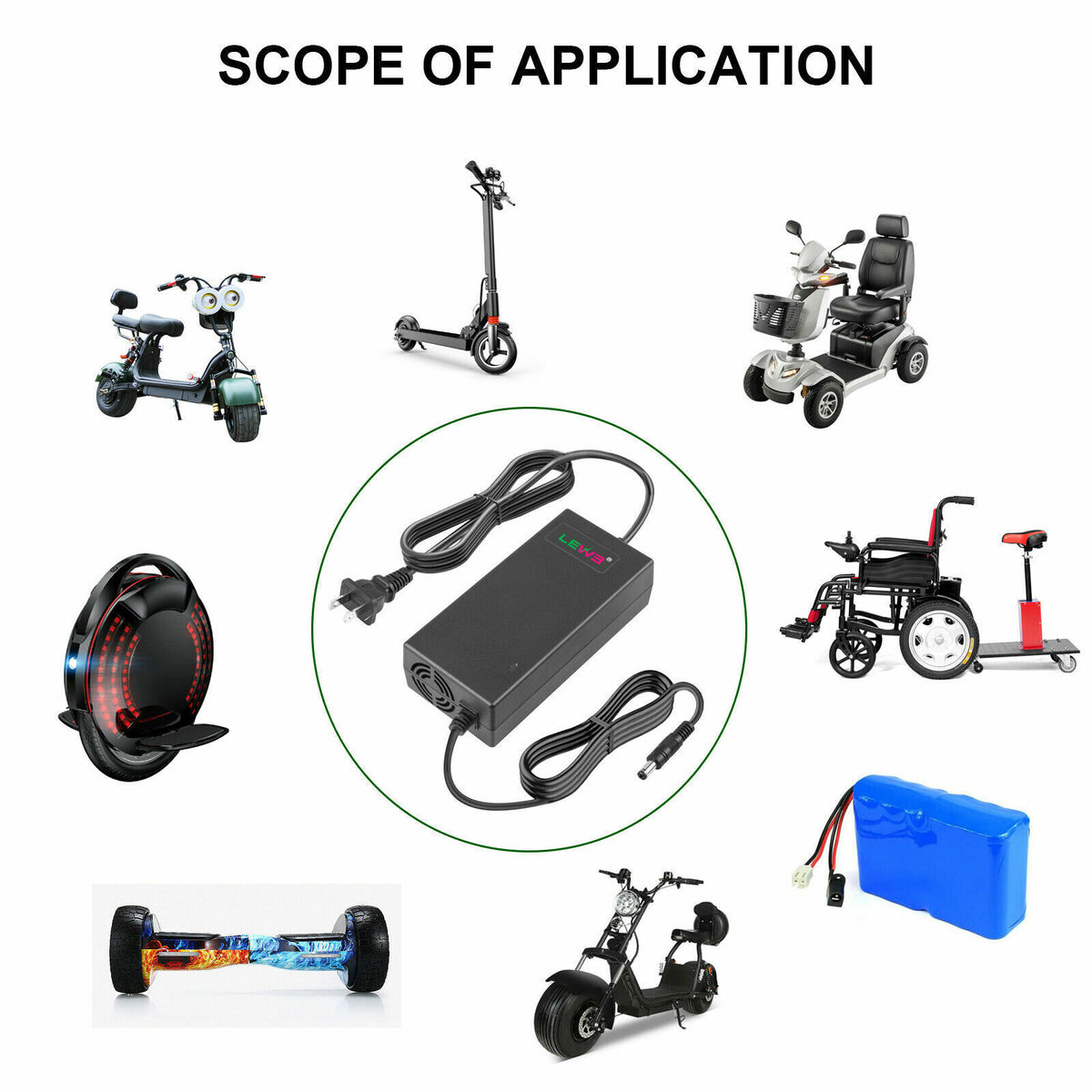 54.6V2A Charger Adapter for 48V Li-ion Battery Ebike I597891