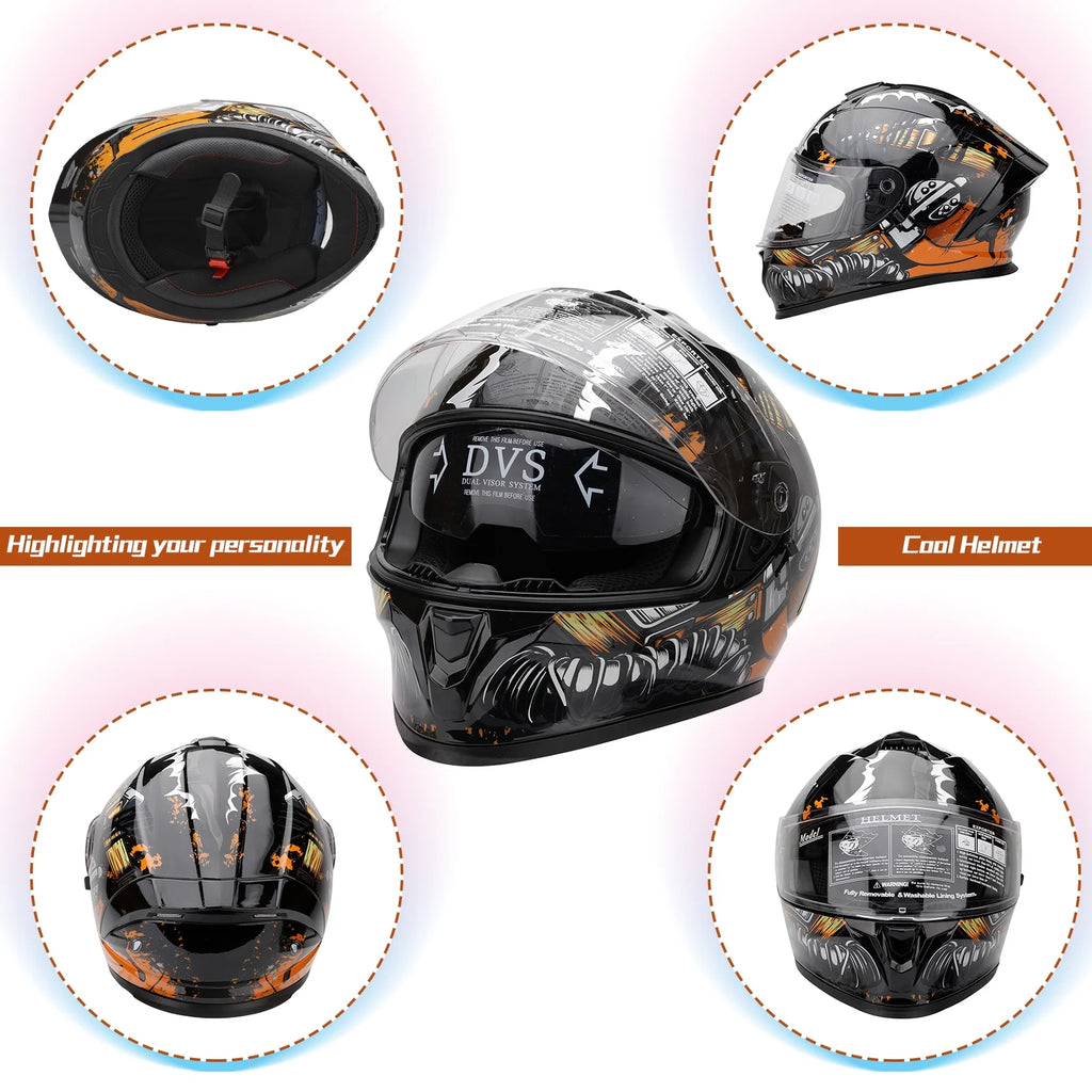 Dual Visor Full Face Flip Motorcycle Helmet X43681