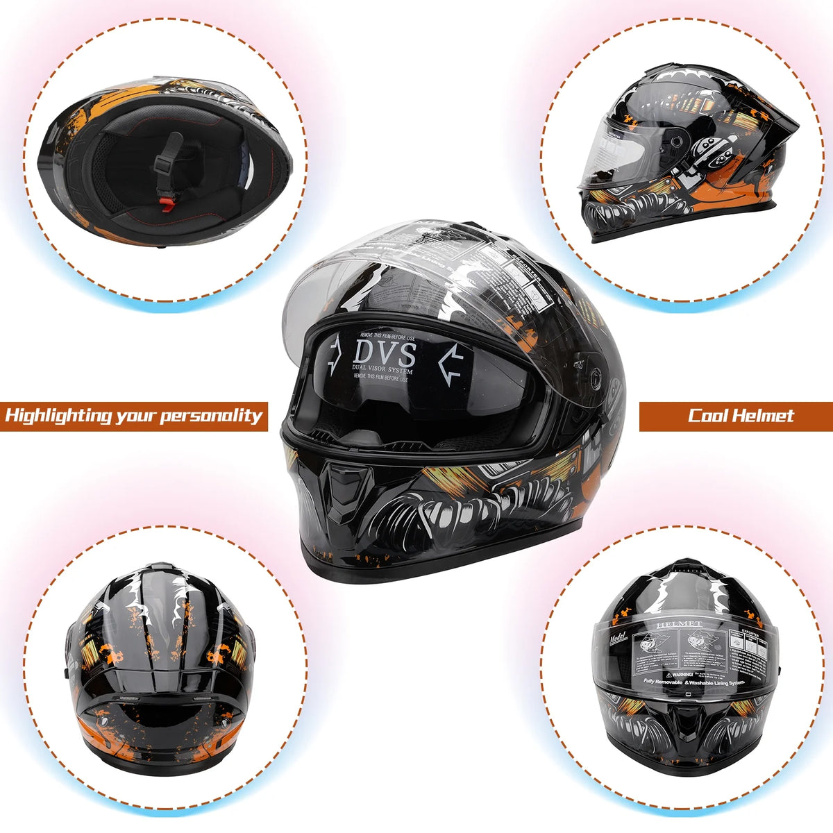 Dual Visor Full Face Flip Motorcycle Helmet X43681