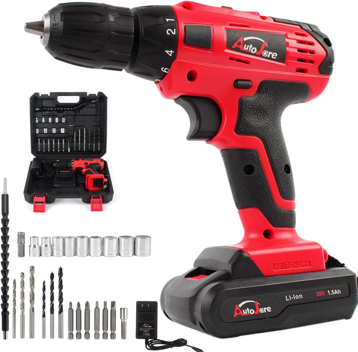 20V max Cordless Drill Kit with 24pcs Accessories Carry Case P95075