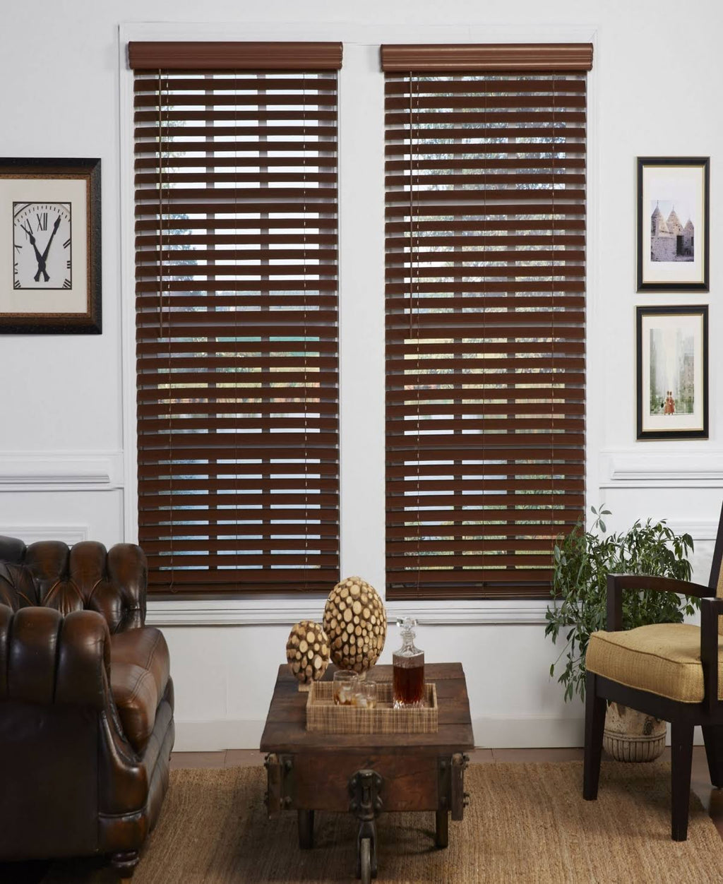 Cordless Faux Wood Venetian Blind, 42x22 x 72x22 - Dark Oak I648
