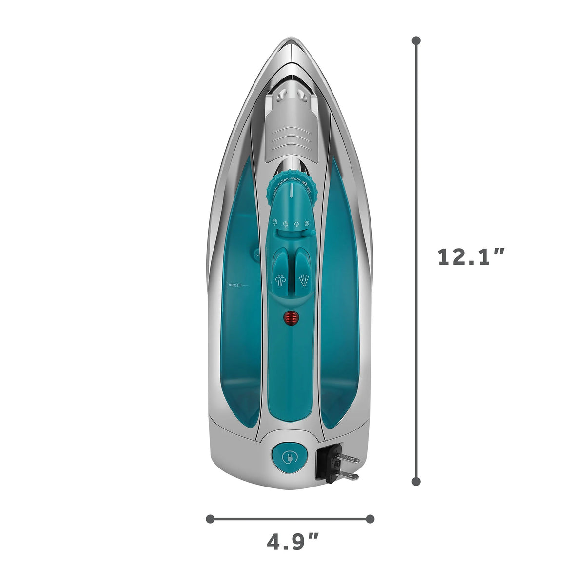 Chrome and Teal Finish Steam Iron with Retractable Cord O3601
