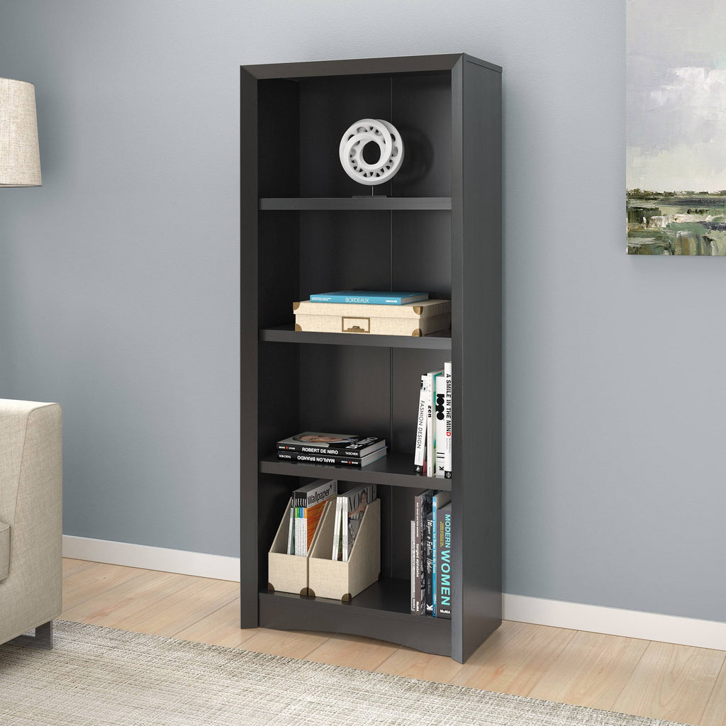 Brown Tall Adjustable Bookcase with Faux Woodgrain Finish I418