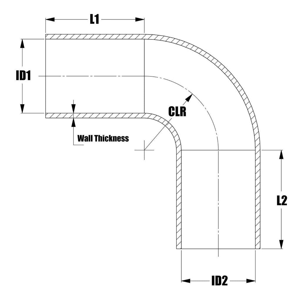 4 inch to 5 inch ID 4-Ply Reinforced Silicone 90 Degree Elbow Reducer Hose Black Z48792
