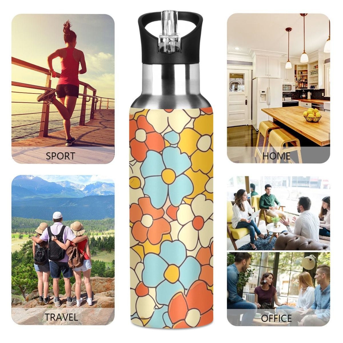 20 oz Insulated Stainless Steel Water Bottle with Straw Lid X82020