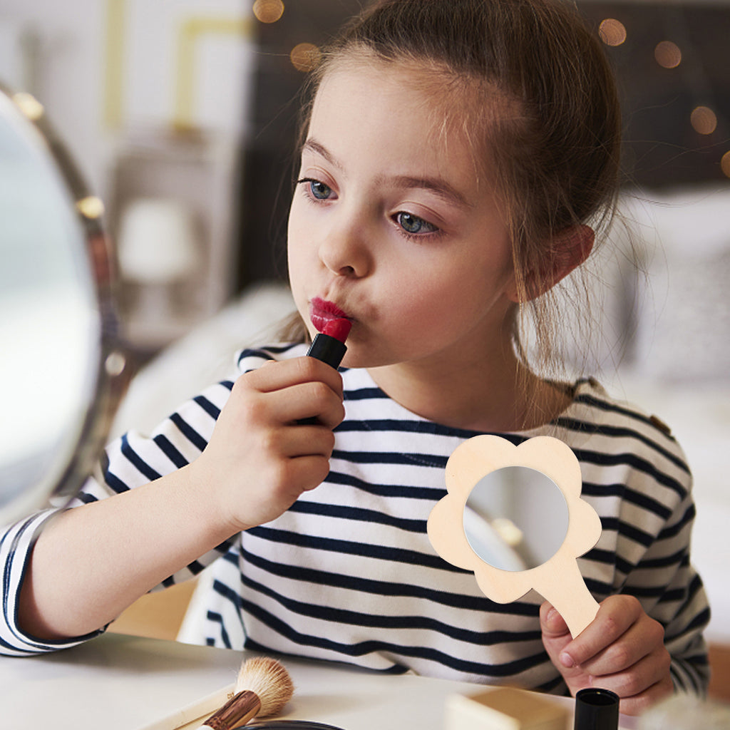 40 pcs Unfinished Wood Handheld Mirror Craft Mirror U866