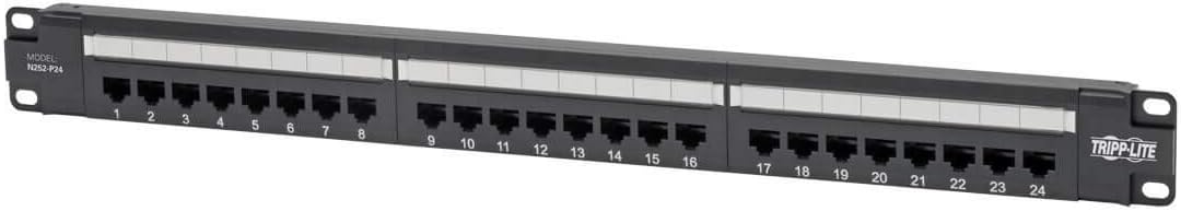 Black 24-Port Cat6 PoE+ Patch Panel Y95784