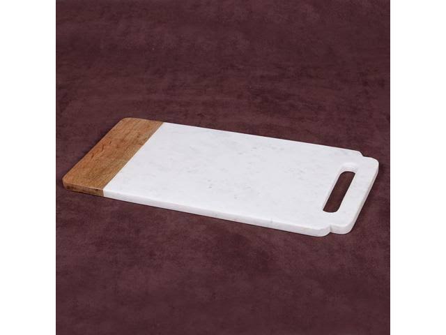 Natural White Marble Mango Wood Handled Board and Pastry Board Set V4208