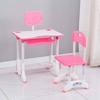 Pink Height Adjustable Study Desk and Chair Set with Drawer Z26551