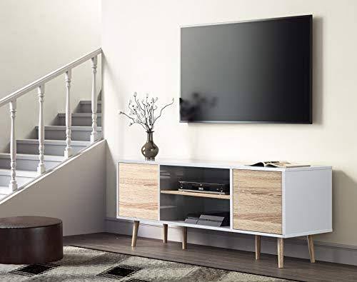 Mid-Century Modern Wood TV Stand with Storage T414484
