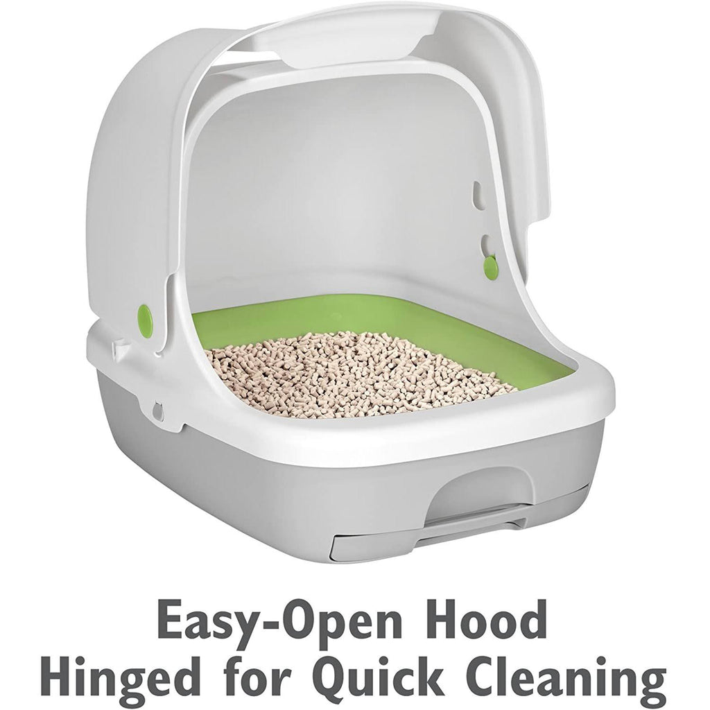 Hooded Cat Litter Box Starter Kit with Litter Pellets & Pads J645