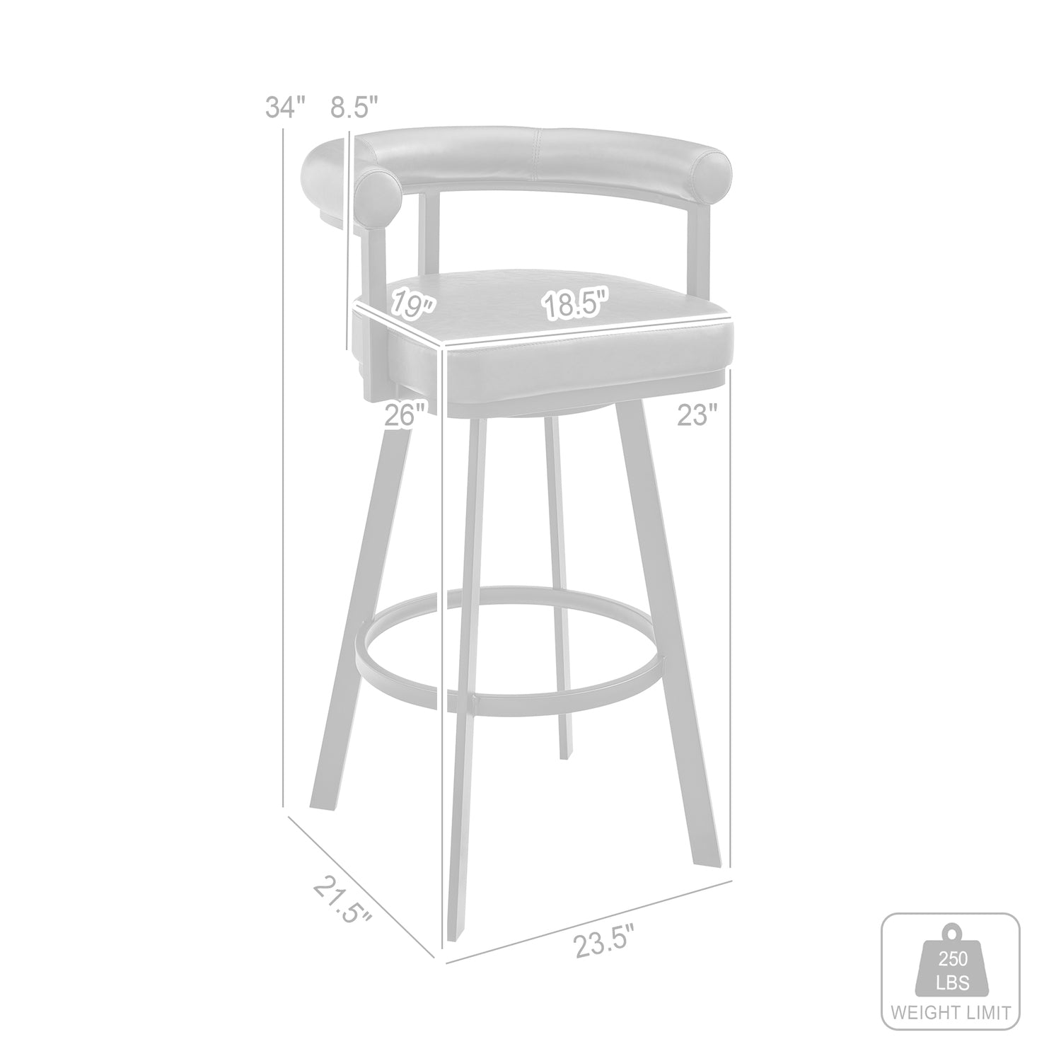 26" Swivel Counter Stool in Gray/Chrome E99894