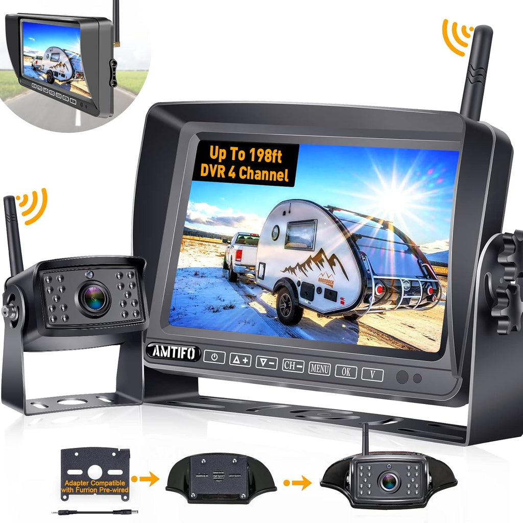 Wireless 7 Inch HD 1080P Backup Camera System with DVR Monitor U968123