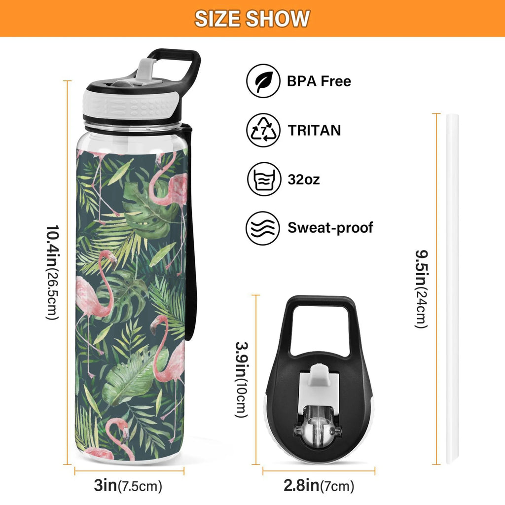 32oz Tritan Leakproof Clear Water Bottle with Straw F7592