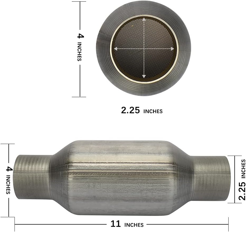 2.25" Inlet/Outlet Universal Catalytic Converter, High Flow Exhaust Pipe, Pack of 2 E461289