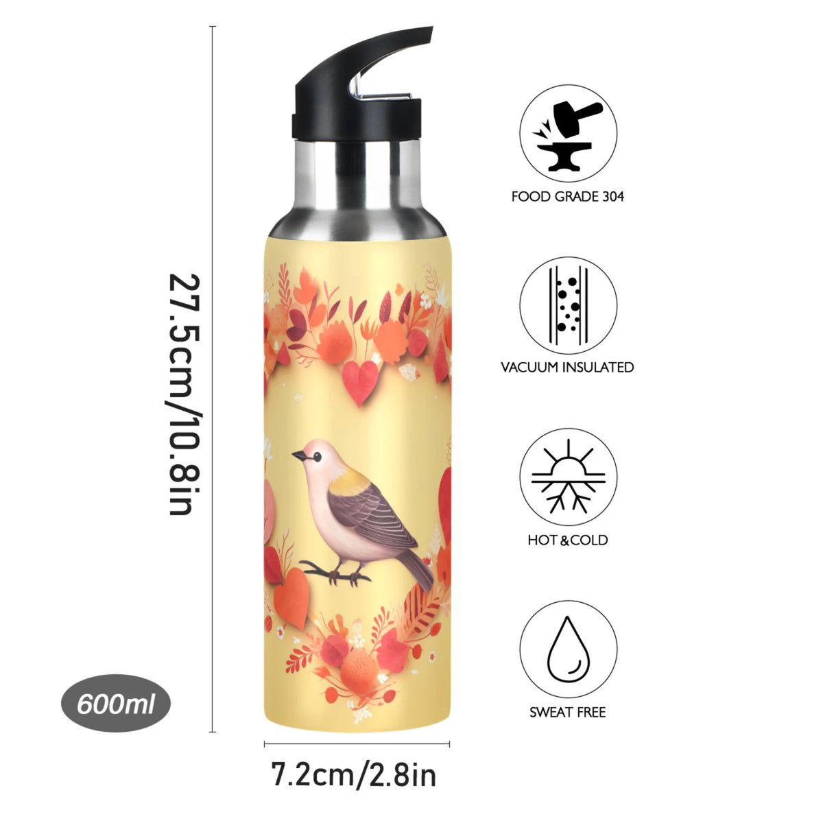 Insulated Stainless Steel Water Bottle with Straw Lid, 20 oz K251408