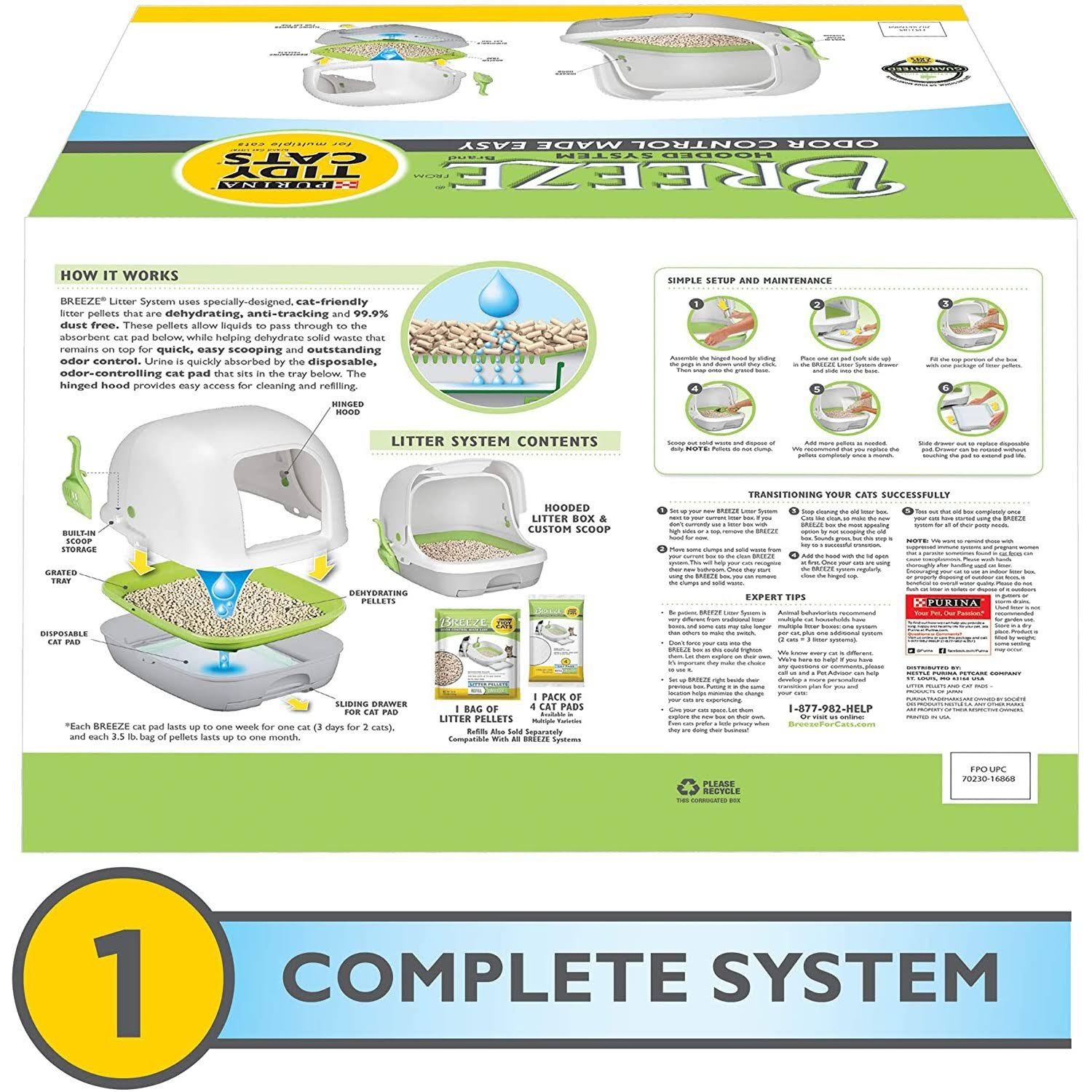 Hooded Cat Litter Box Starter Kit with Litter Pellets & Pads J645
