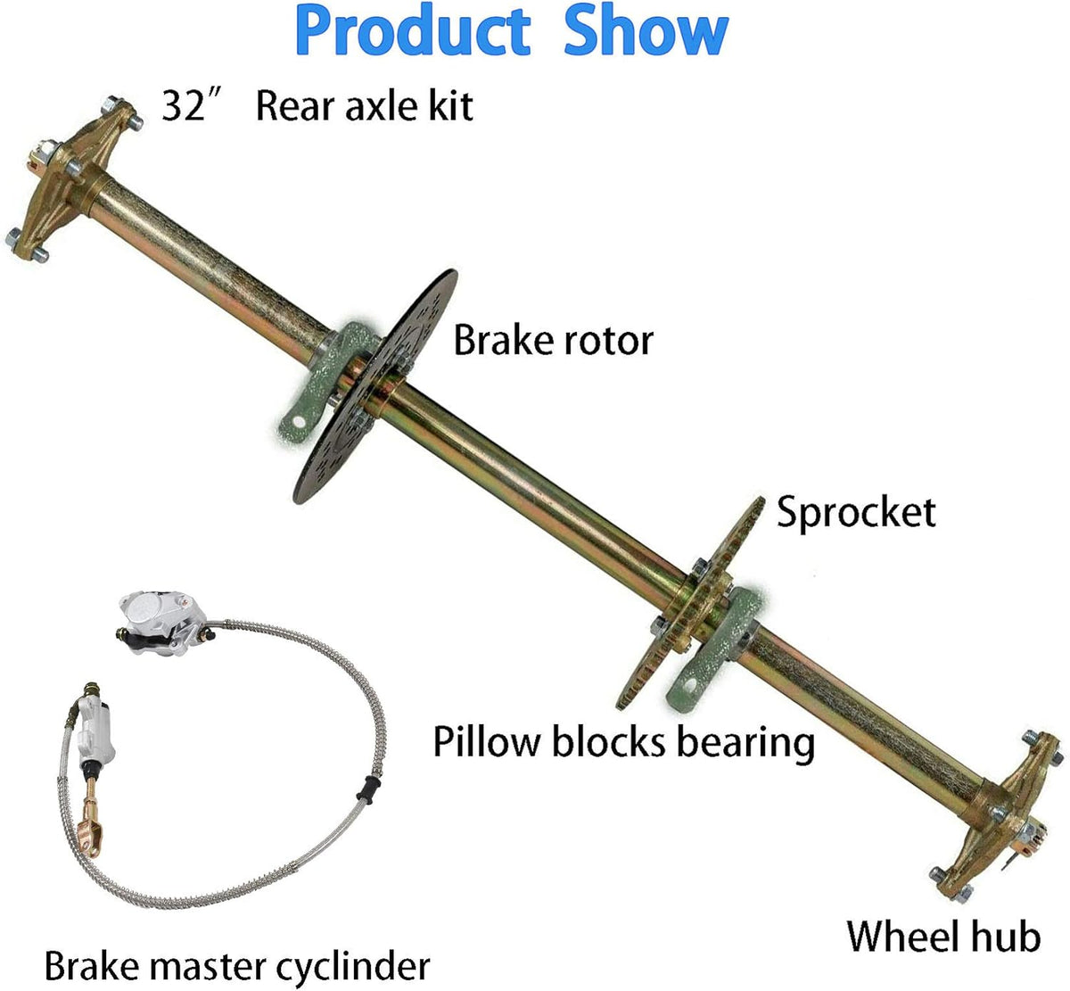 32 Rear Axle Kit with Brake Assembly and Sprocket Hub E852