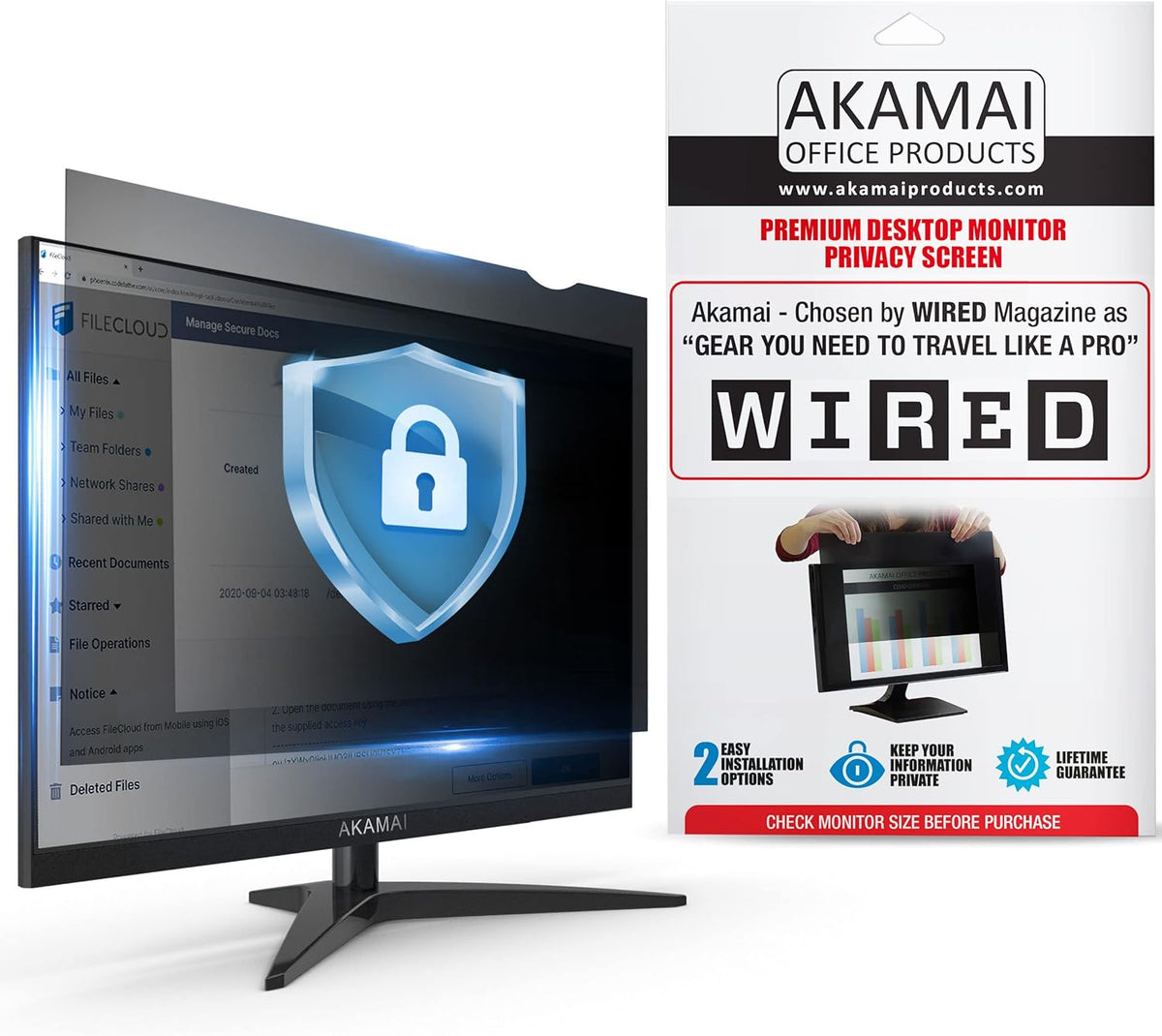 Black 23 inch Computer Privacy Screen (16:9) Desktop Monitor Protector, Pack of 2 J897220