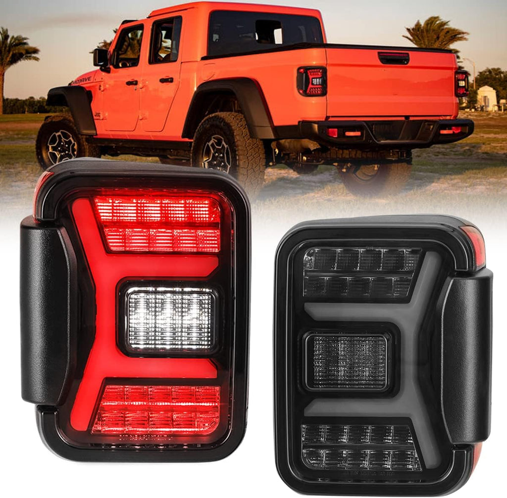 Smoke Black LED Tail Lights Assembly for 2019 2021 JEEP Gladiator JT V187