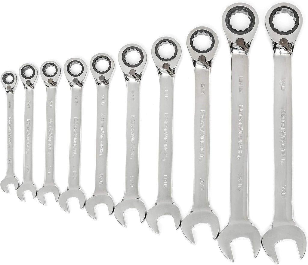 16 Pc. Reversible Ratcheting Combination Wrench Set with Tool Roll, Metric N6997