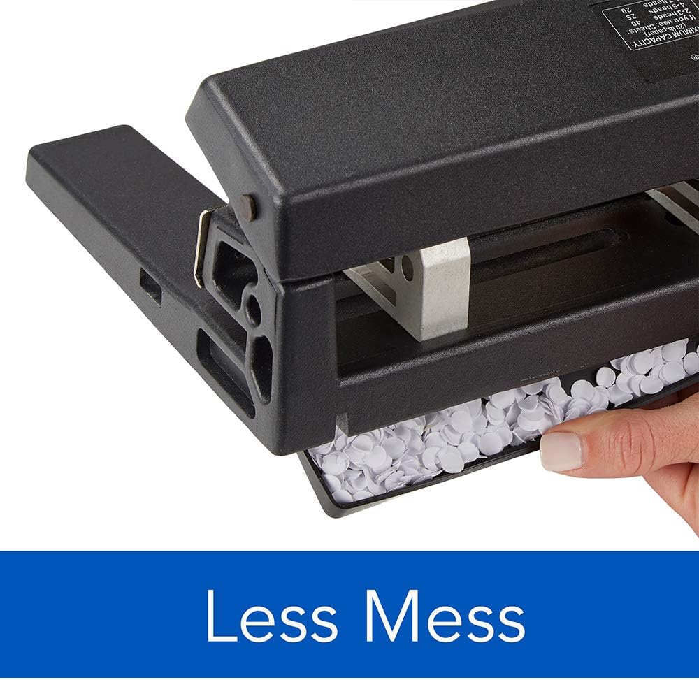 Heavy Duty Adjustable Hole Punch, 40 Sheet Capacity, Black T872