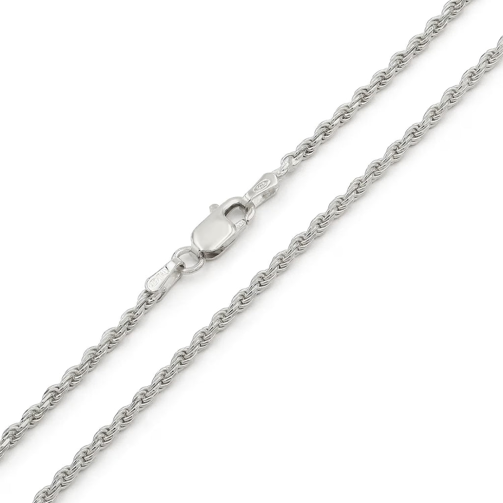 925 Sterling Silver Rope Diamond Cut Chain Necklace C18197