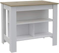 White Base Light Oak Top Kitchen Island N96629