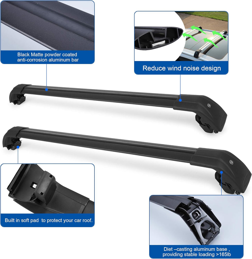 Roof Rack Cross Bars Black Matte with Anti-Theft Locks R31932