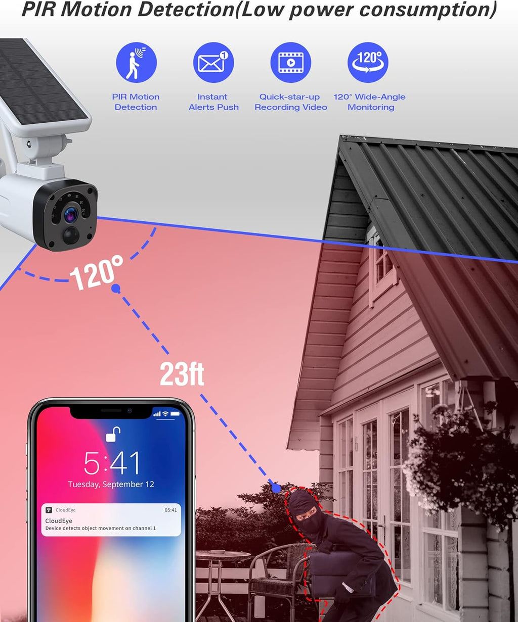 Wireless Solar Security Camera System with Base Station and 4 Cameras, 1080P Night Vision, IP65 Waterproof S259
