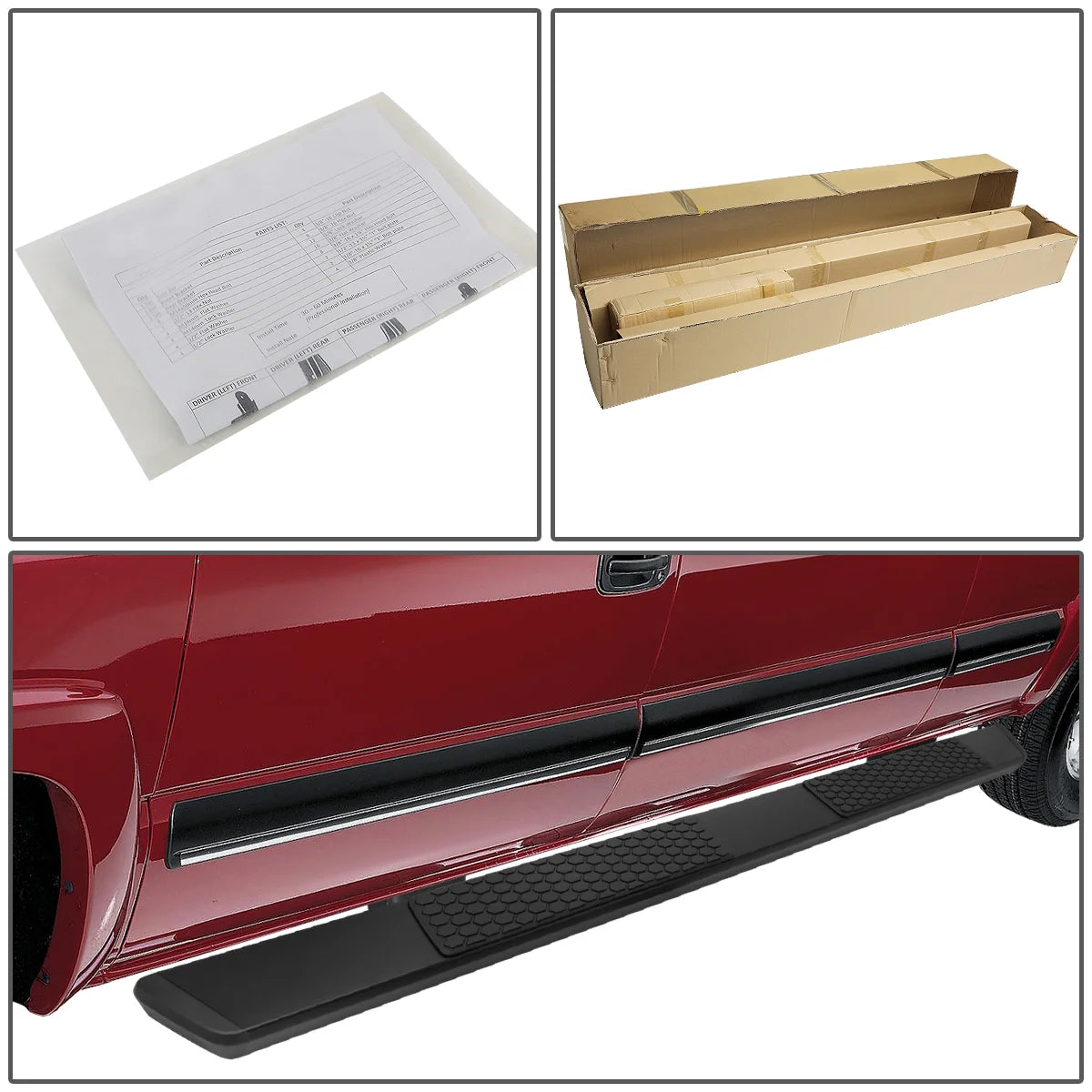 Pair 5" Coated Stainless Steel Side Step Nerf Bar Running Boards F624