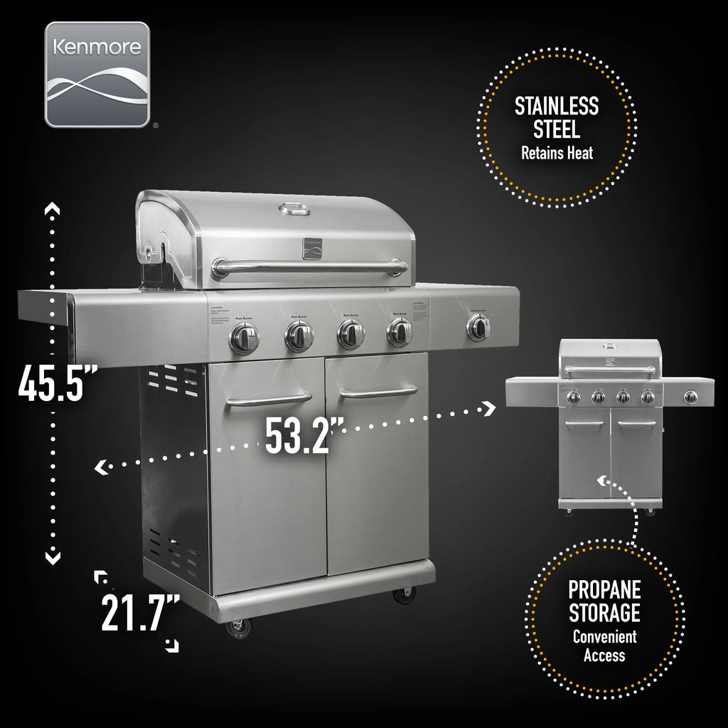 4 Burner Stainless Steel Propane Gas BBQ Grill with Side Burner Z649