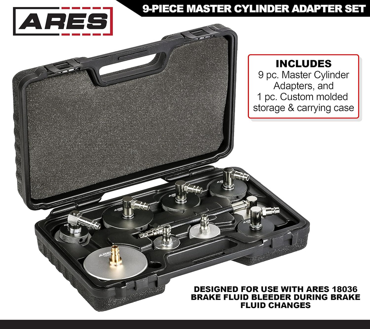 9-Piece Master Cylinder Adapter Set for Brake Fluid Bleeding D968637