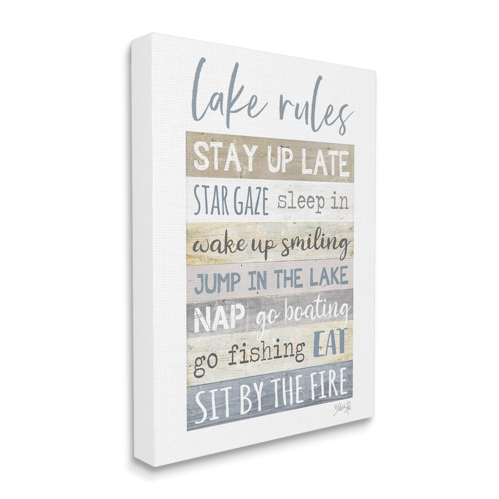 Lake Rules Typography Rustic Vacation Cabin Sign Canvas Wall Art, 24 x 30 Q74259