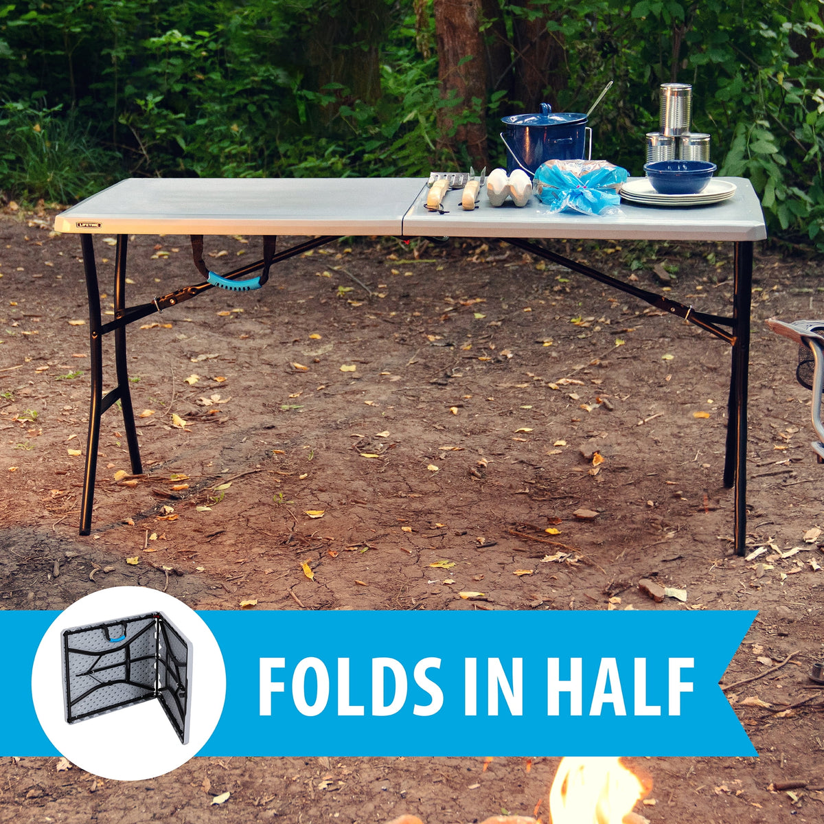 Gray 5 Foot Rectangle Fold-in-Half Table Q2151