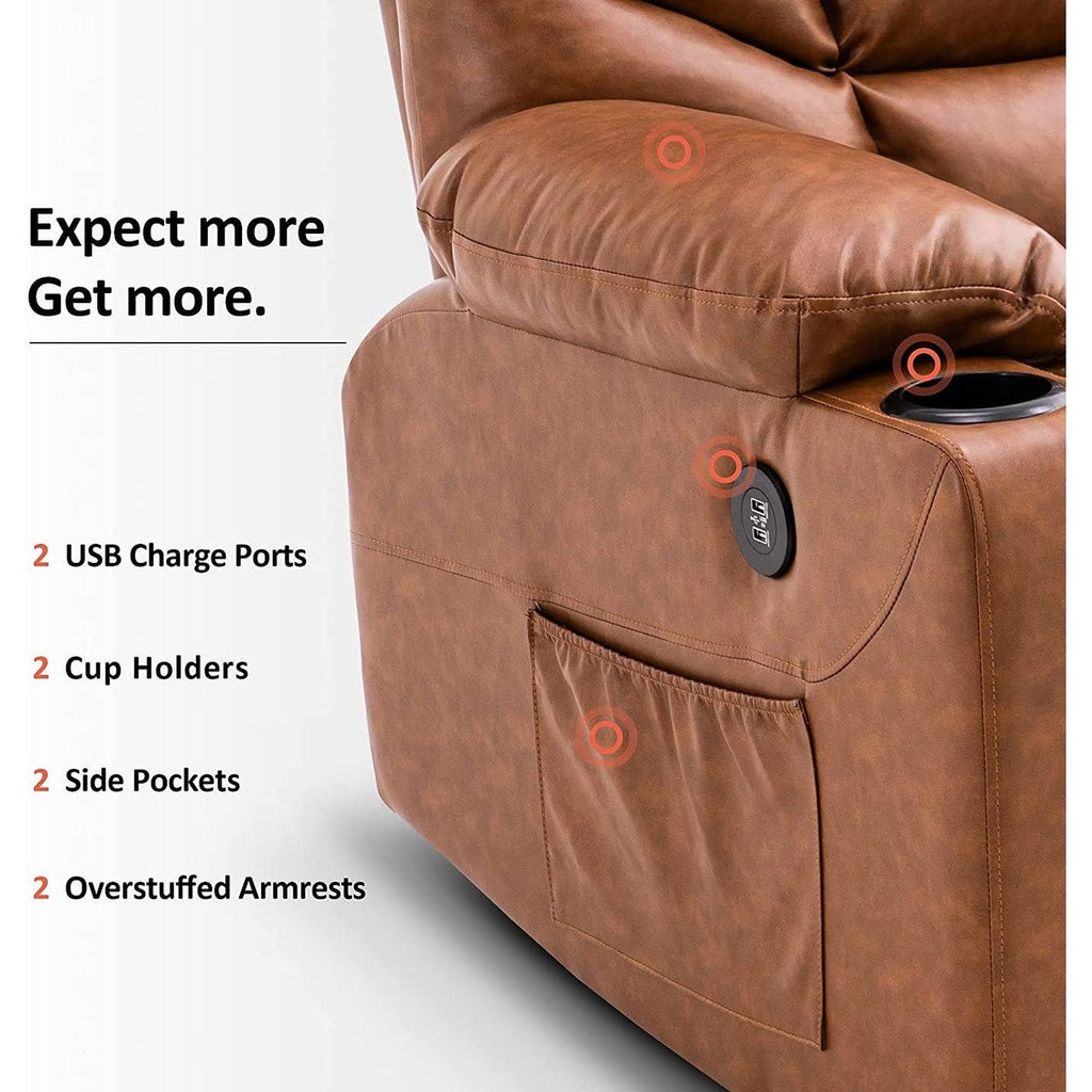 Blue Faux Leather Power Lift Recliner Chair Sofa with Cup Holders E1133