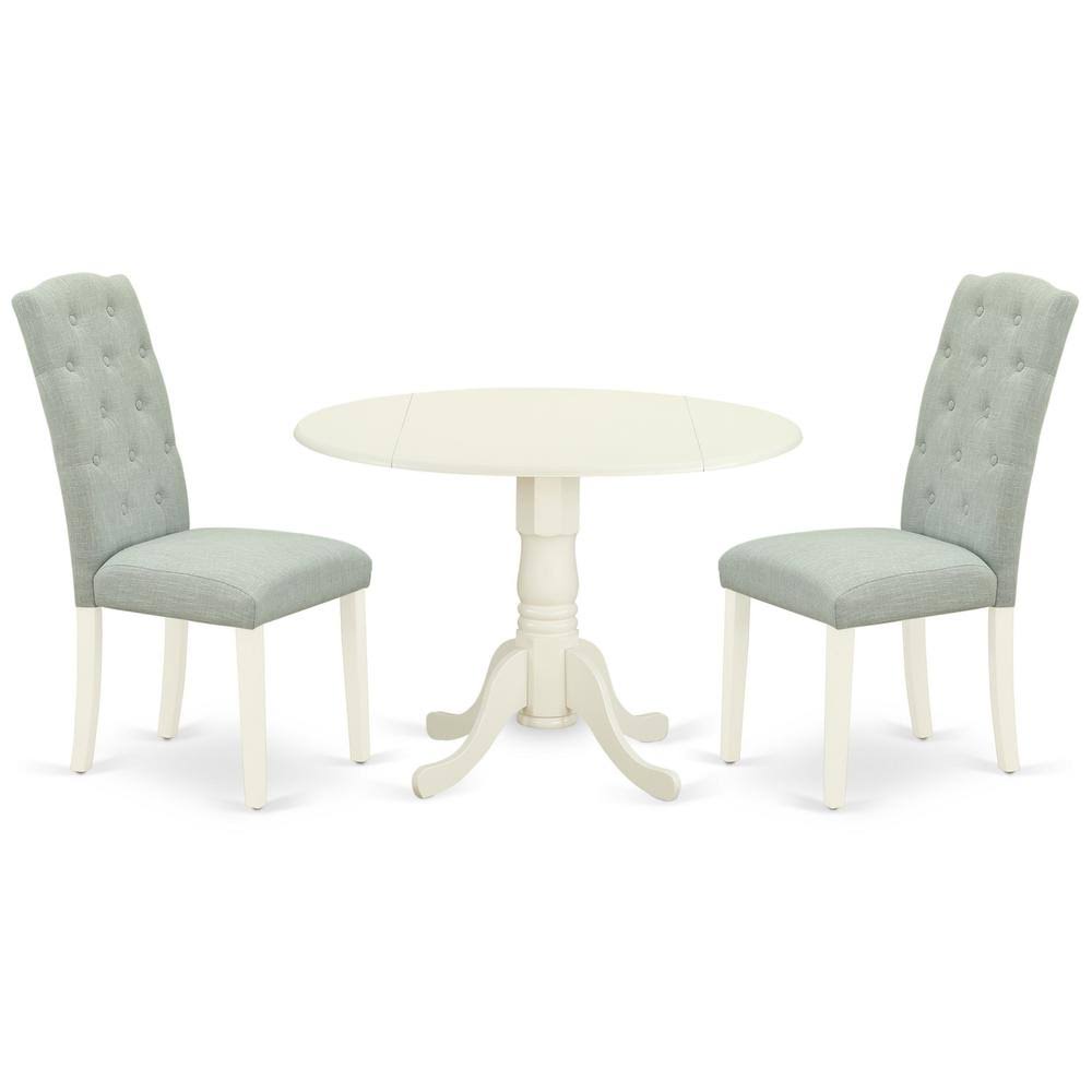 3 Piece Linen White Baby Blue Dinette Set A5570