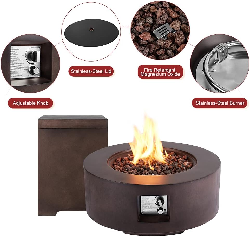 30in Outdoor Propane Fire Pit with Lava Rocks D833