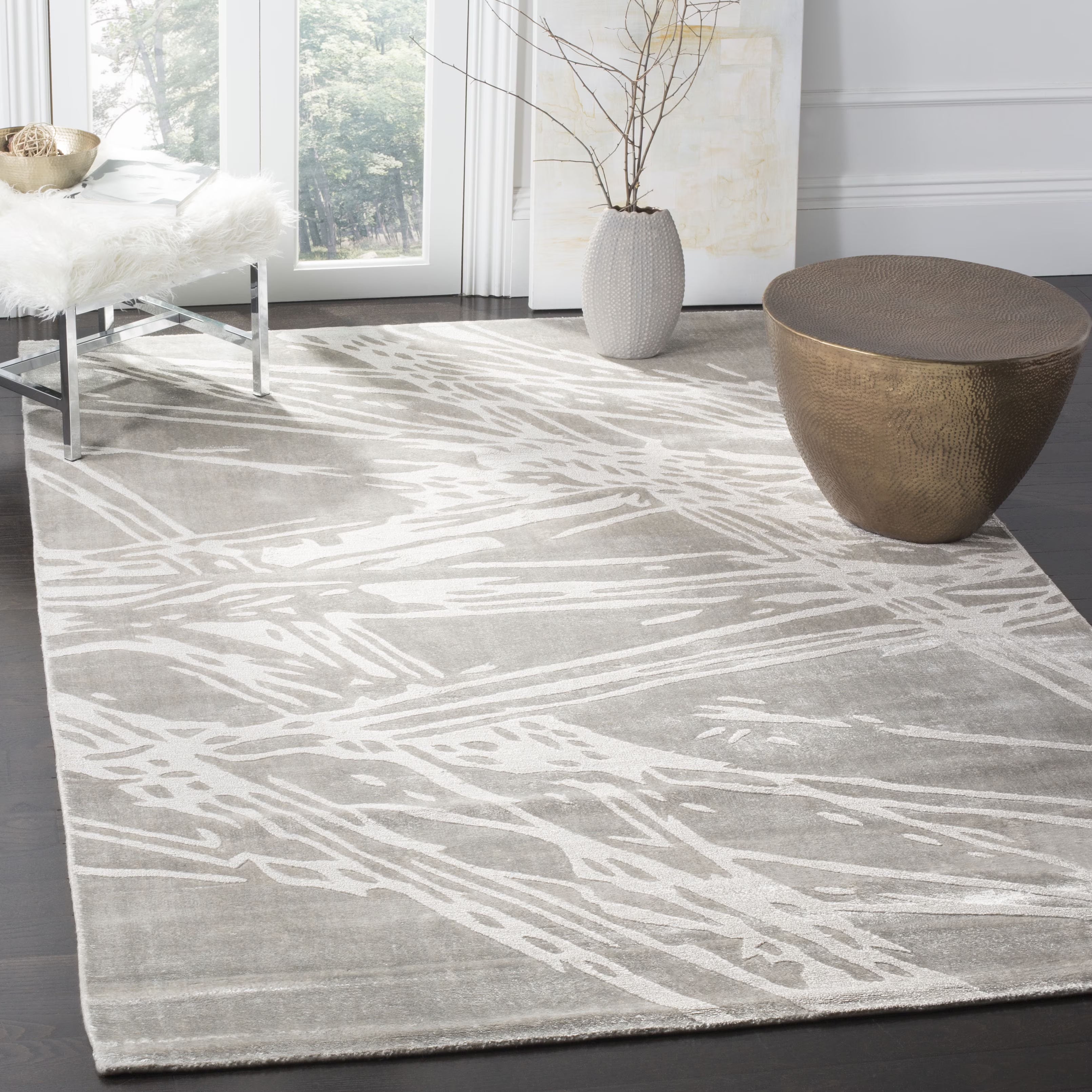 Grey Abstract Area Rug, 6' x 9' K346188