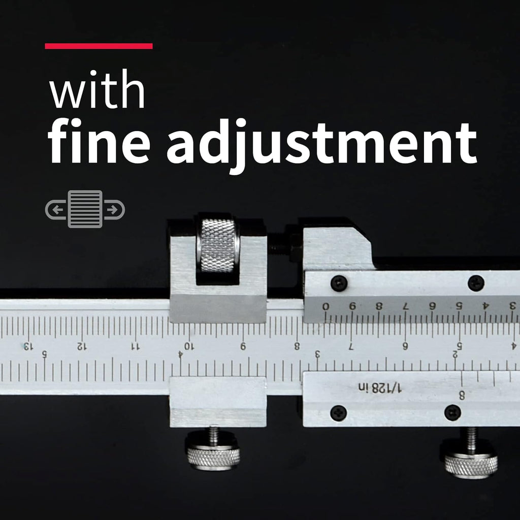 High-Precision All-Metal Vernier Caliper, Inch/Metric, 0-12"/0-300mm, Pack of 2 E27355