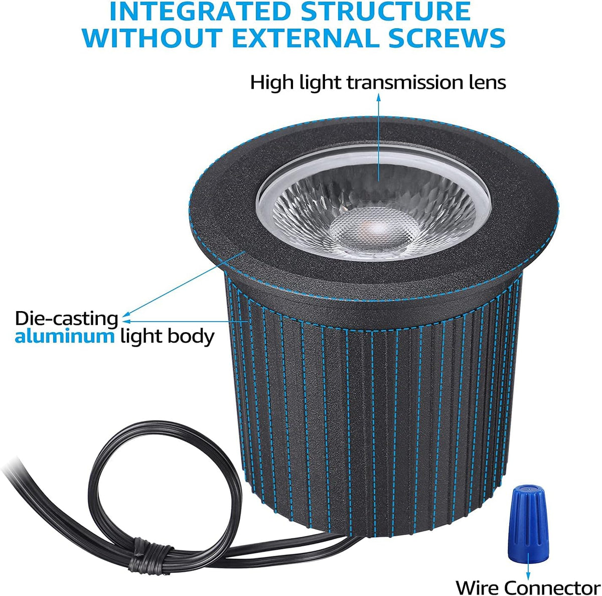 Pack of 6 7W 12V LED Aluminum In-Ground Well Light J870588