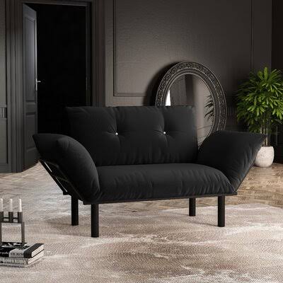 Black Fabric Flared Arm Loveseat H617731