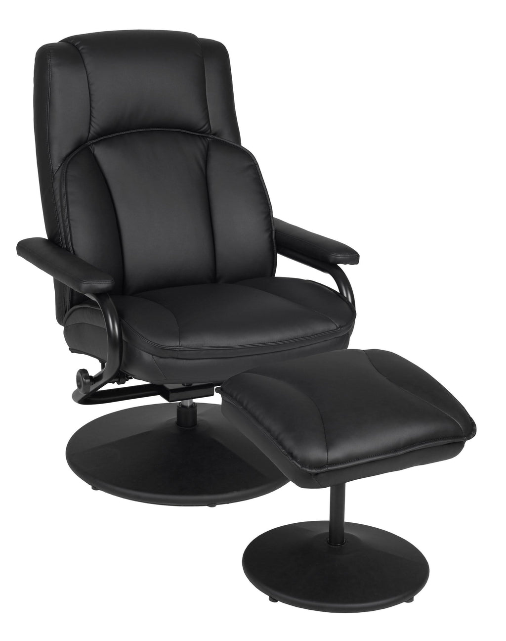 Black Swivel Recliner and Ottoman R9081