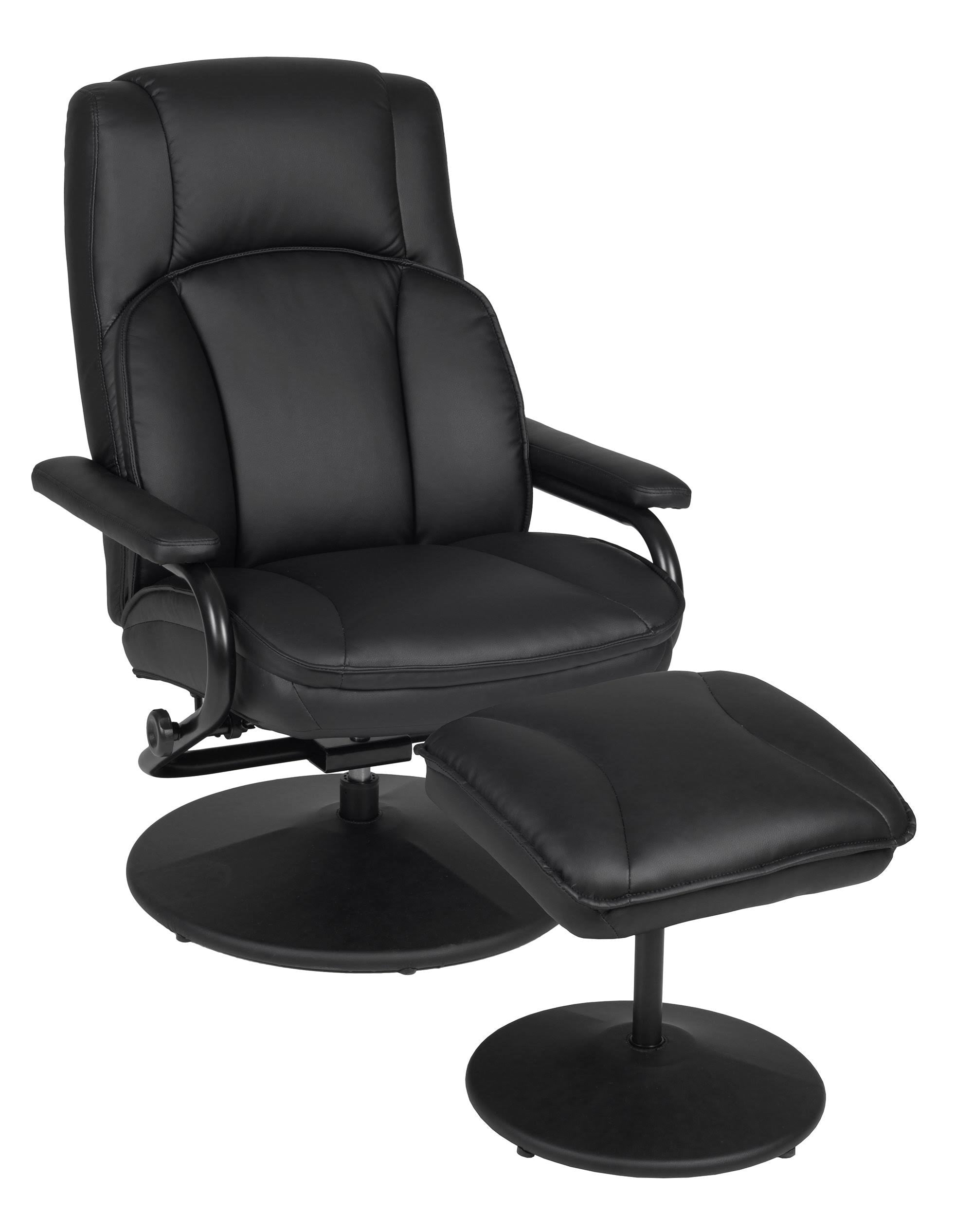 Black Swivel Recliner and Ottoman R9081