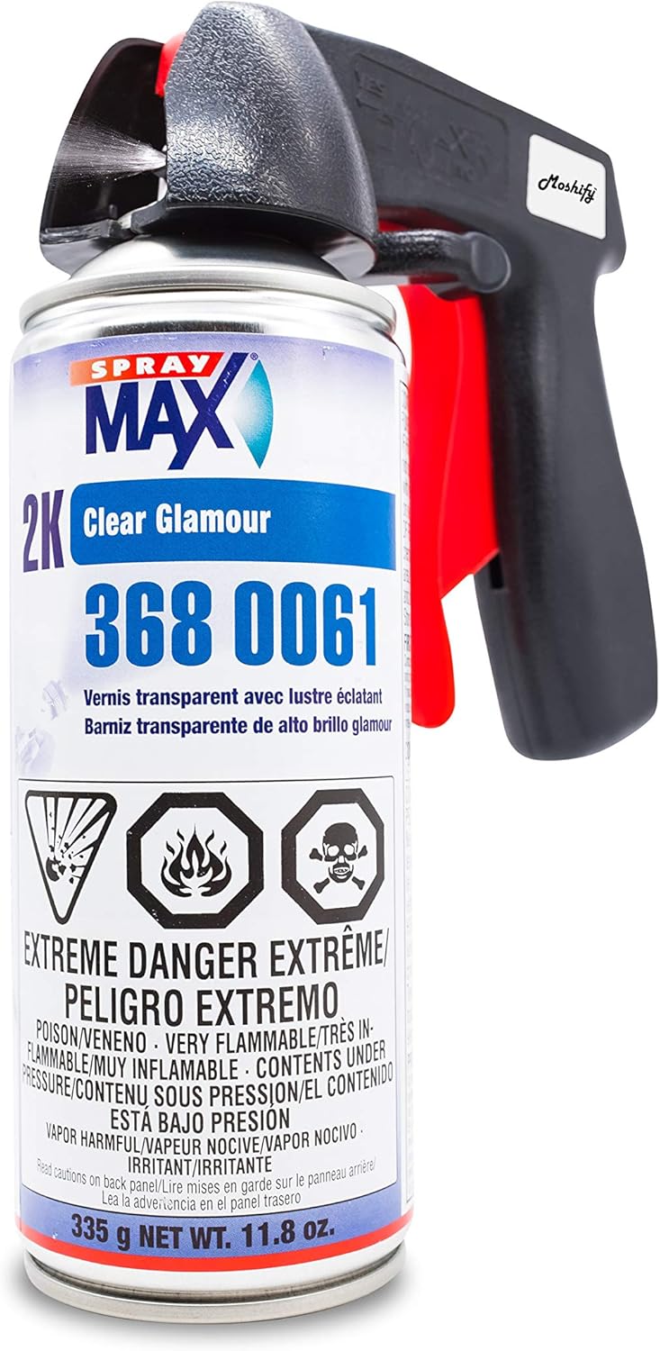 2K Clear Coat Aerosol Spray Can High Gloss Automotive Clear Coat Two Stage Clear Coat with Spray Can Trigger Pack of 2 D286473
