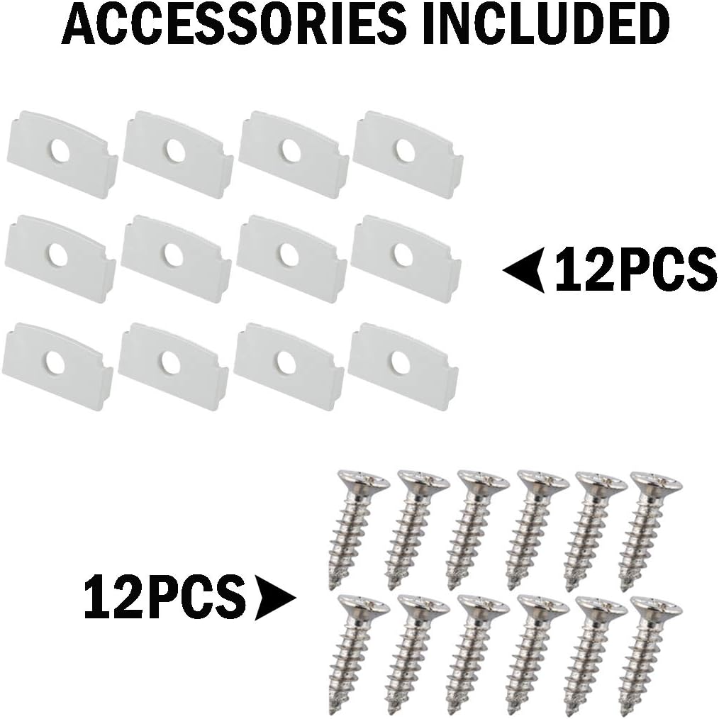 Plaster-in LED Aluminum Channel 6-Pack 3.3ft/1m with Flange for LED Strip, Drywall Aluminum Profile with Clip-in Diffuser and End Caps Z443023